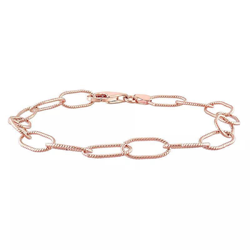 Stella Grace Sterling Silver 6.5 mm Twisted Rolo Chain Bracelet, Womens Rose Gold Tone Product Image