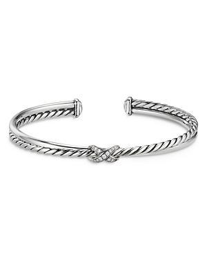 Womens Petite X Center Station Bracelet In Sterling Silver With Pav Diamonds Product Image