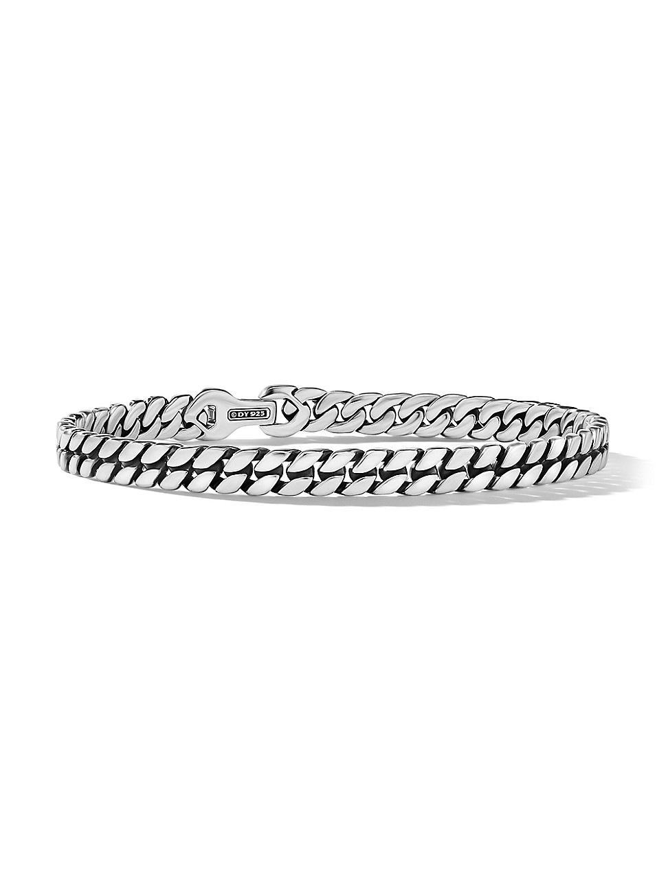 Mens Curb Chain Bracelet in Platinum, 6MM Product Image