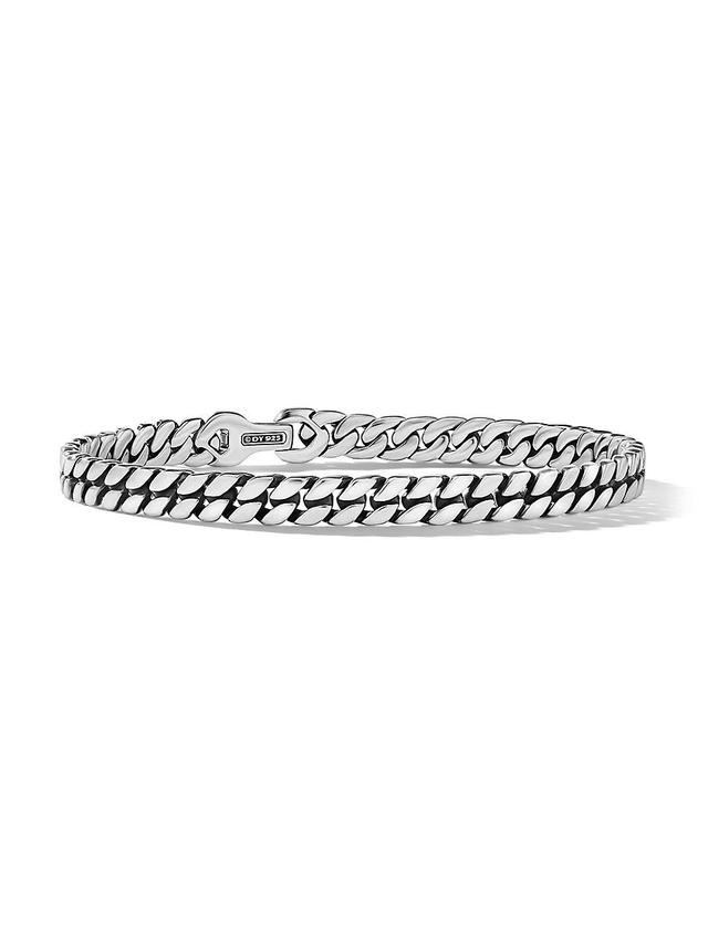 Mens Curb Chain Bracelet in Platinum, 6MM Product Image