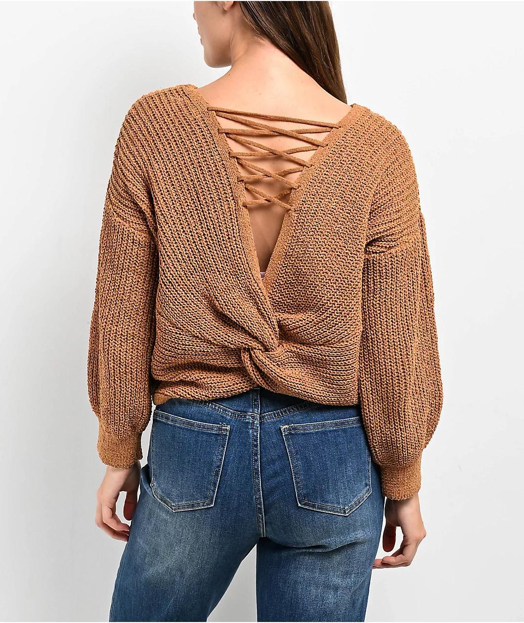 Love Knits NYC Brown Crop Sweater Product Image