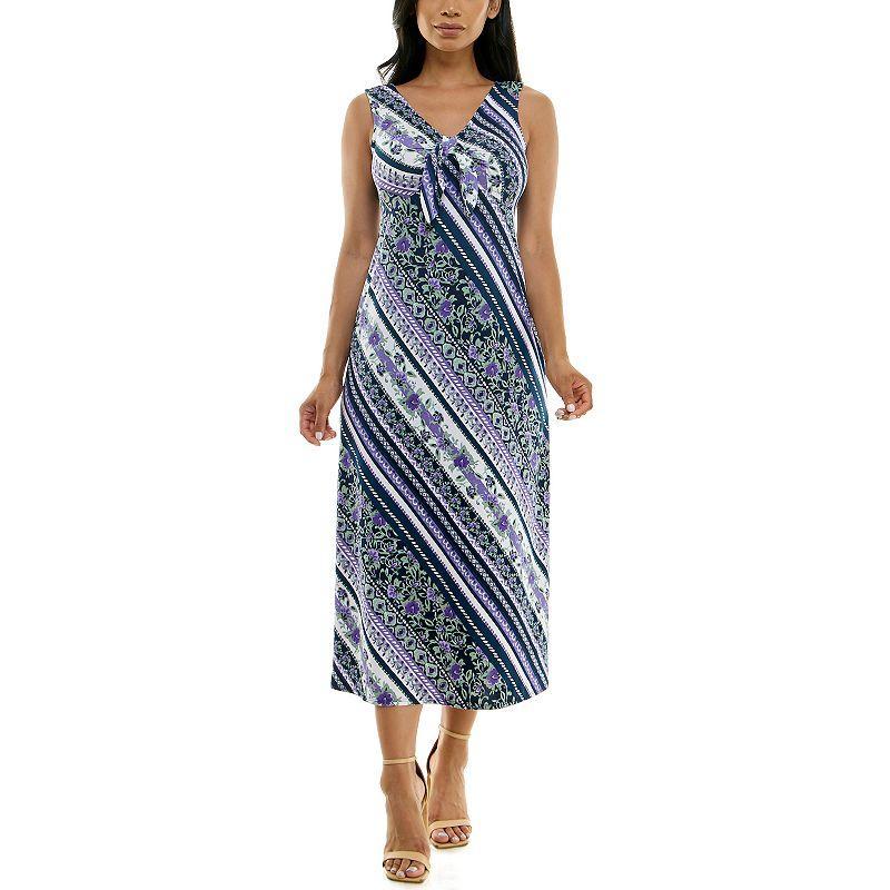 Womens Nina Leonard Tie Front Maxi Dress Product Image