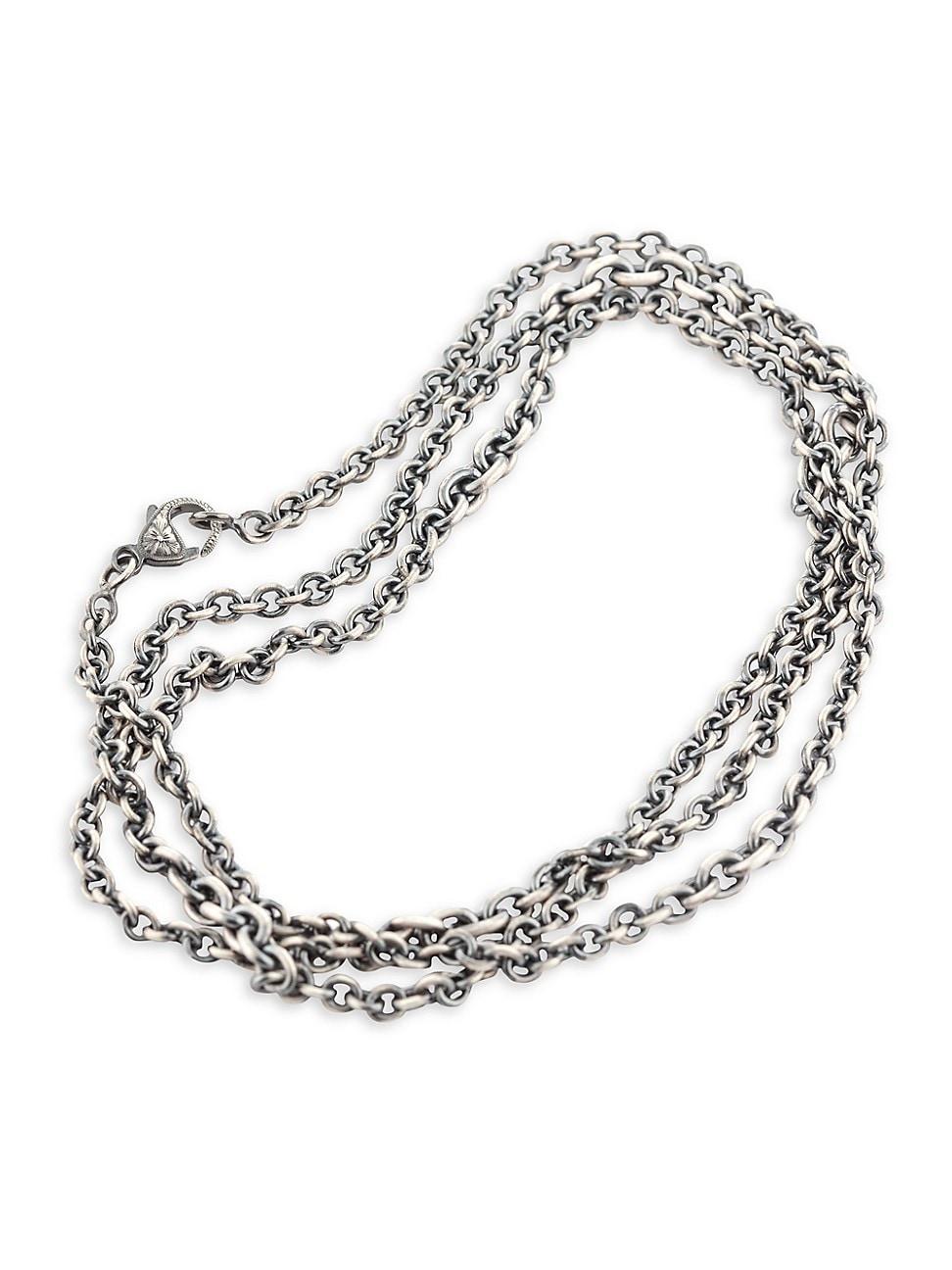 Womens Oxidized Sterling Silver Chain-Link Necklace Product Image