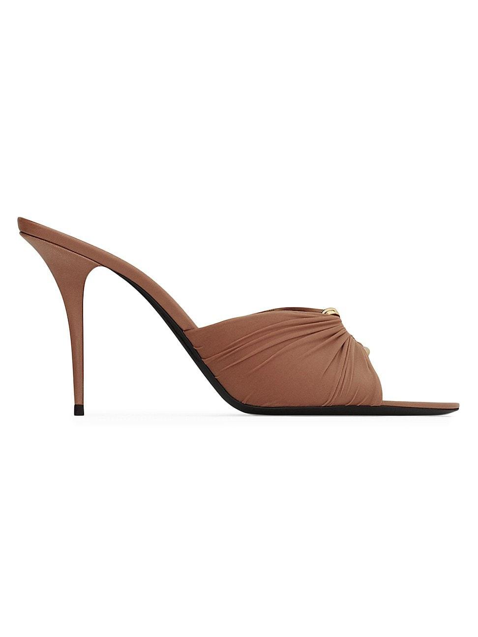 Womens Lola Mules in Smooth Leather and Draped Jersey Product Image