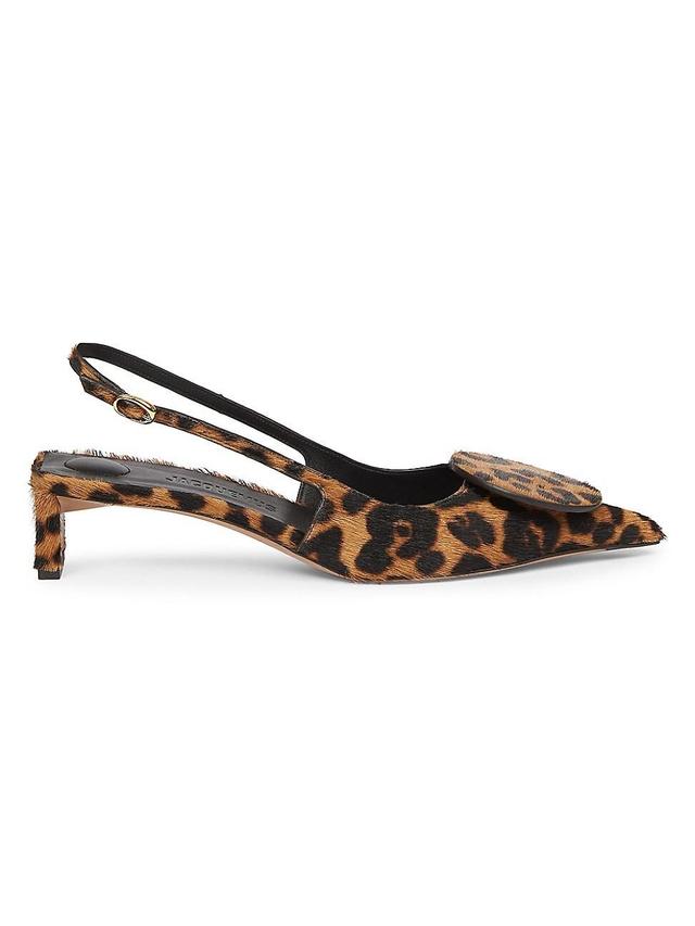 Womens Les Slingbacks 40MM Leopard Calf Hair Pumps Product Image