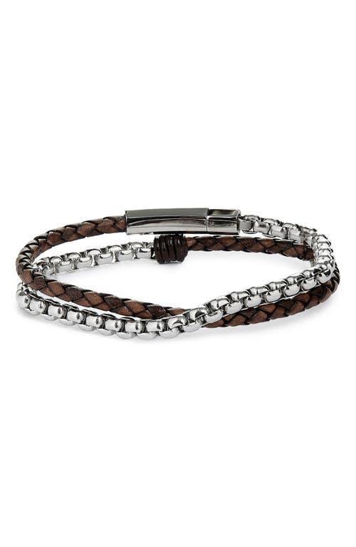 Jonas Studio Braided Leather & Chain Double Wrap Bracelet Product Image