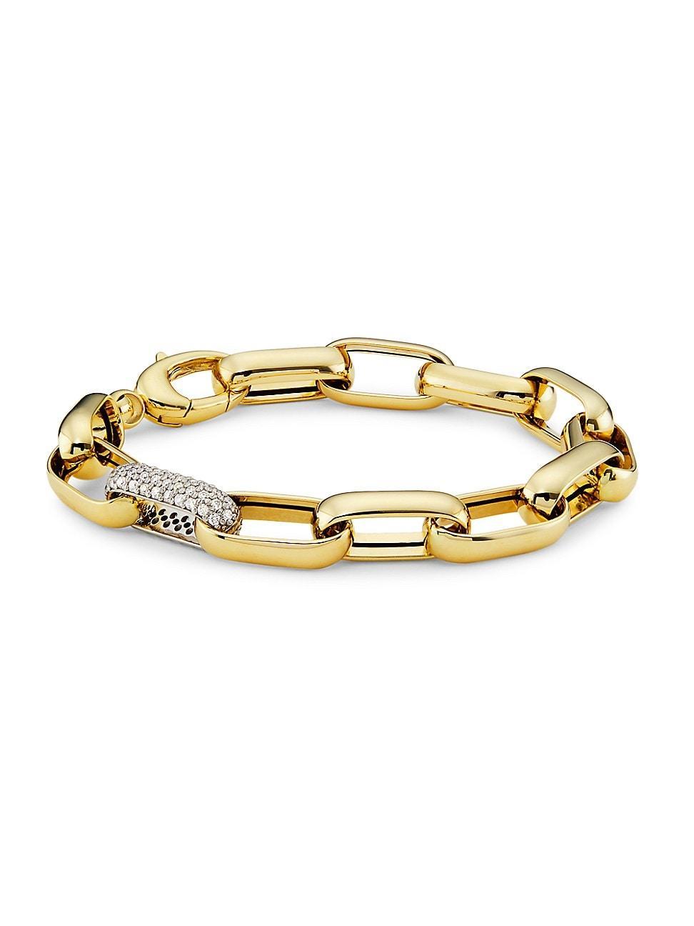 Womens 14K Yellow Gold & 1 TCW Diamond Chunky Paper-Clip Chain Bracelet Product Image