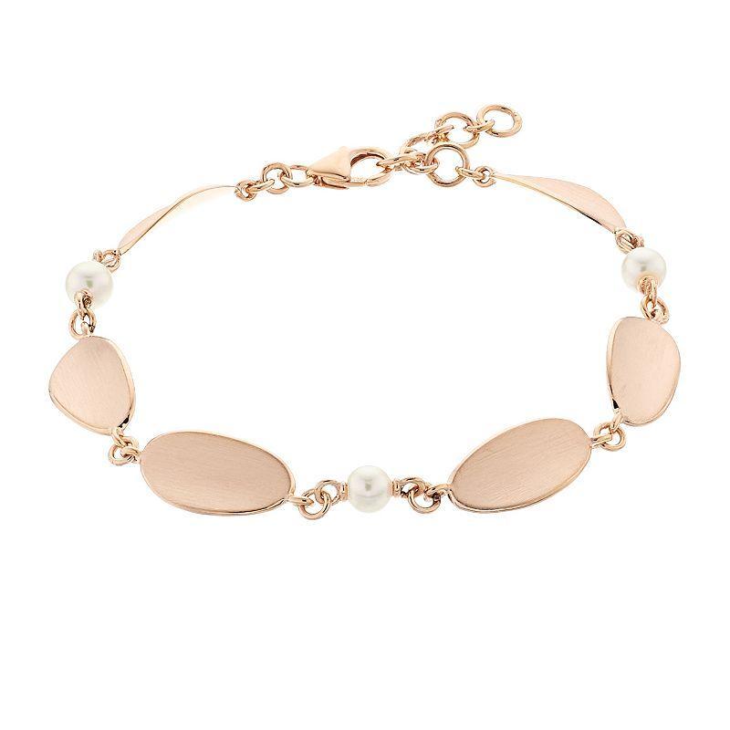 18k Rose Gold Over Silver Akoya Cultured Pearl Bracelet, Womens, Pink Tone Product Image