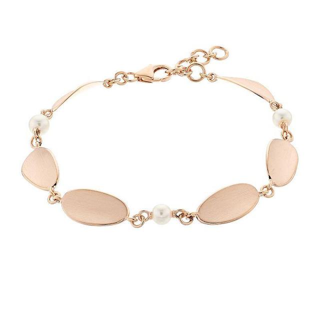 18k Rose Gold Over Silver Akoya Cultured Pearl Bracelet, Womens, Pink Tone Product Image