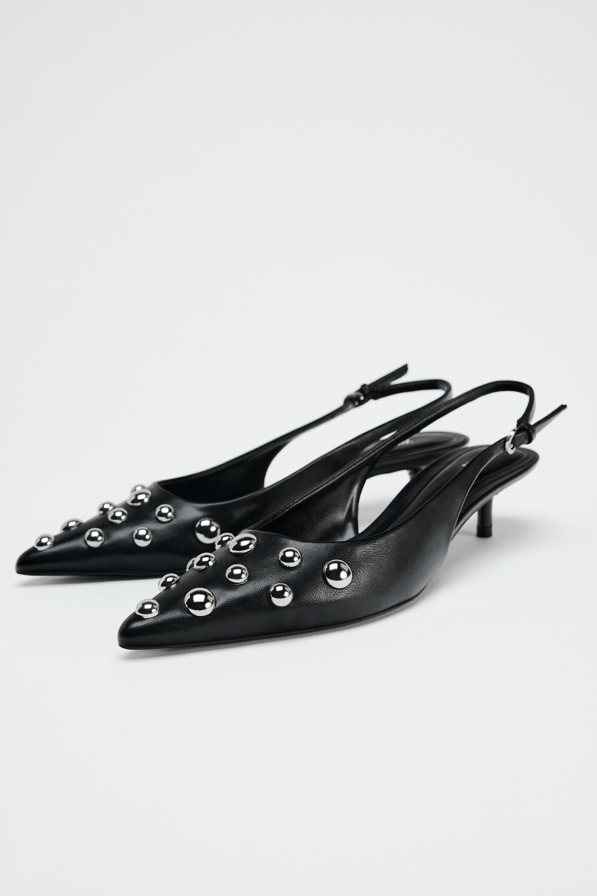 STUDDED KITTEN HEEL SLINGBACKS Product Image