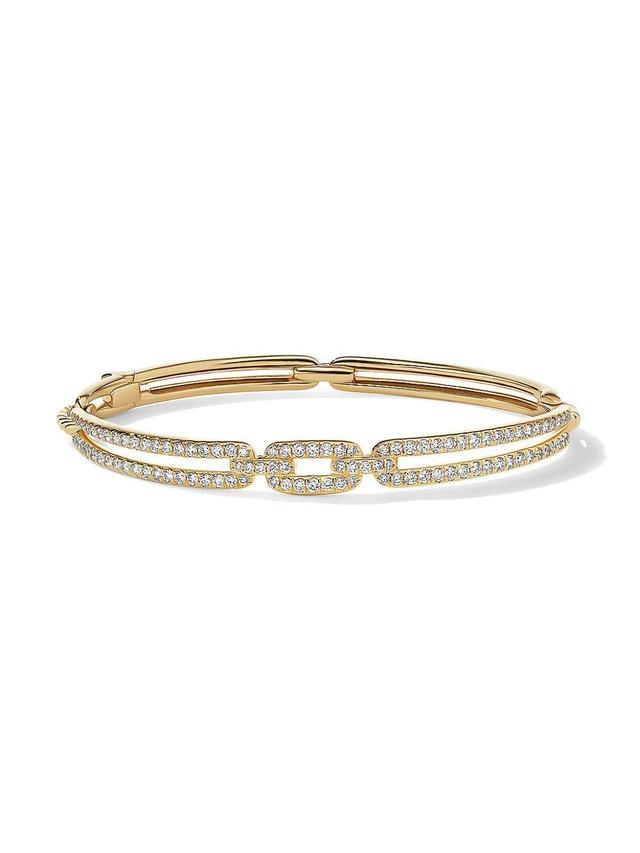 Womens Stax 18K Yellow Gold & Pav Diamond Clasp Link Bracelet Product Image