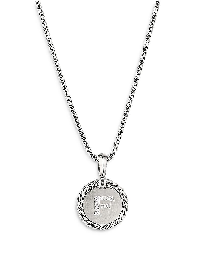 Womens M Initial Charm Necklace in Sterling Silver Product Image