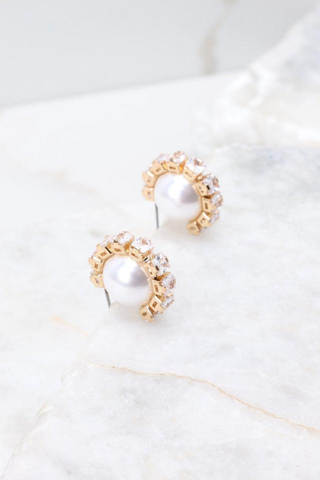 Time Goes On Pearl Gold Earrings Product Image