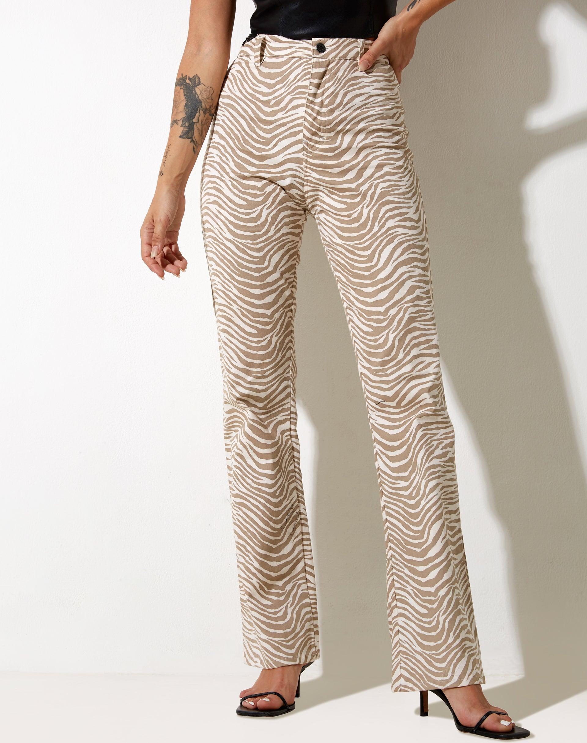 Zoven Flare Trouser in Tonal Zebra Product Image