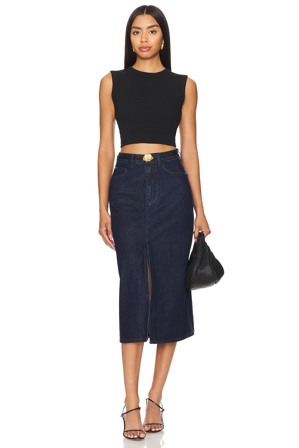 Denim Midi Skirt in Undone Wash WeWoreWhat Product Image