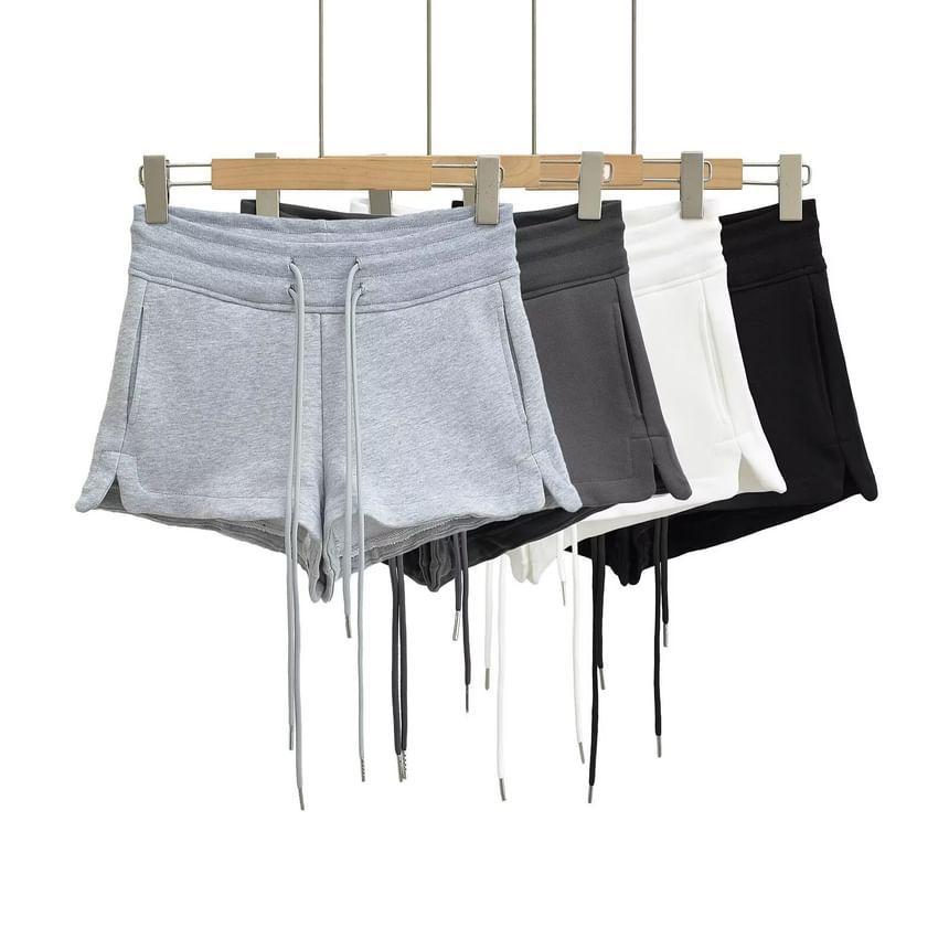 Low Rise Plain Slit Sweat Shorts Product Image