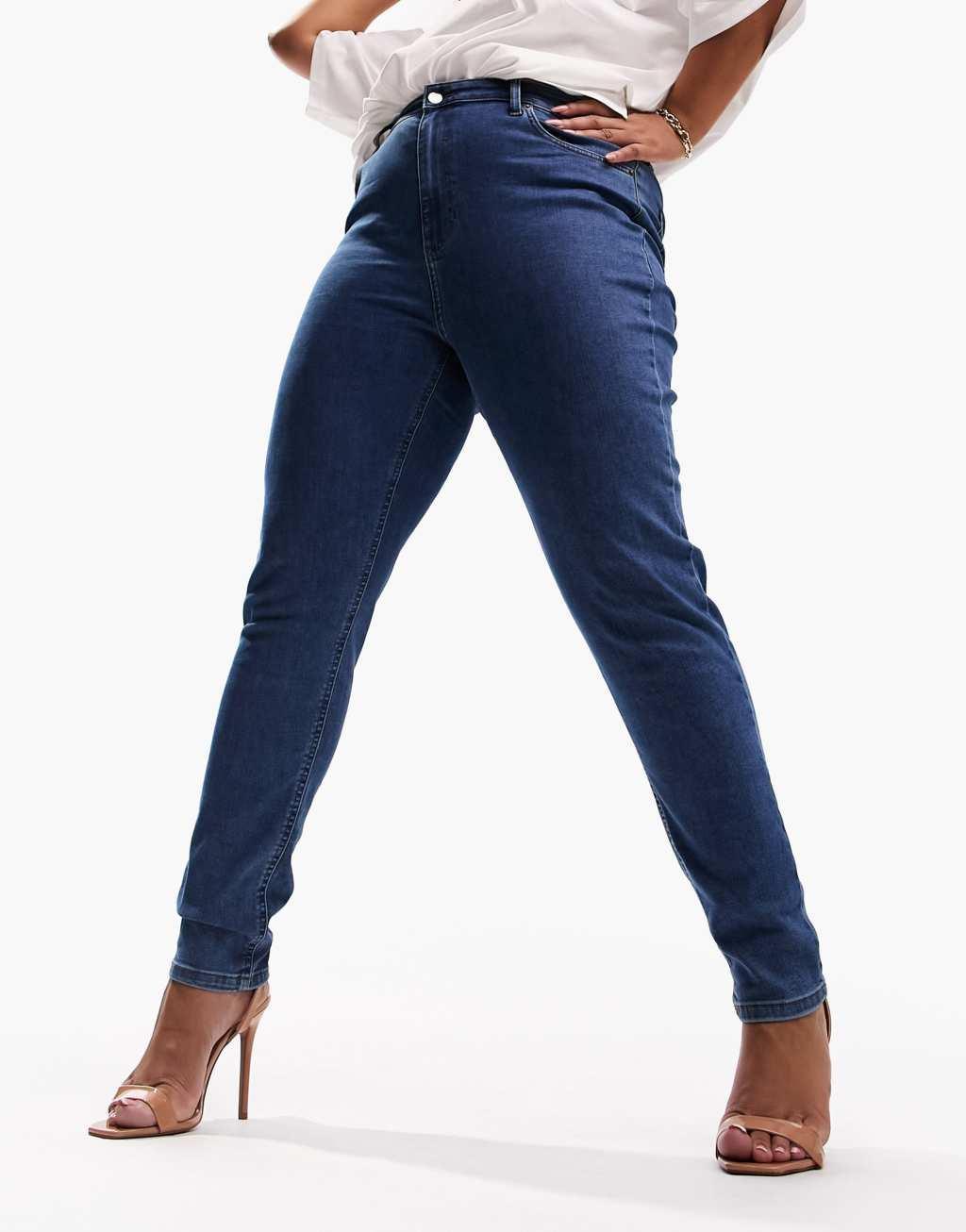 ASOS DESIGN Curve skinny jeans in mid blue Product Image