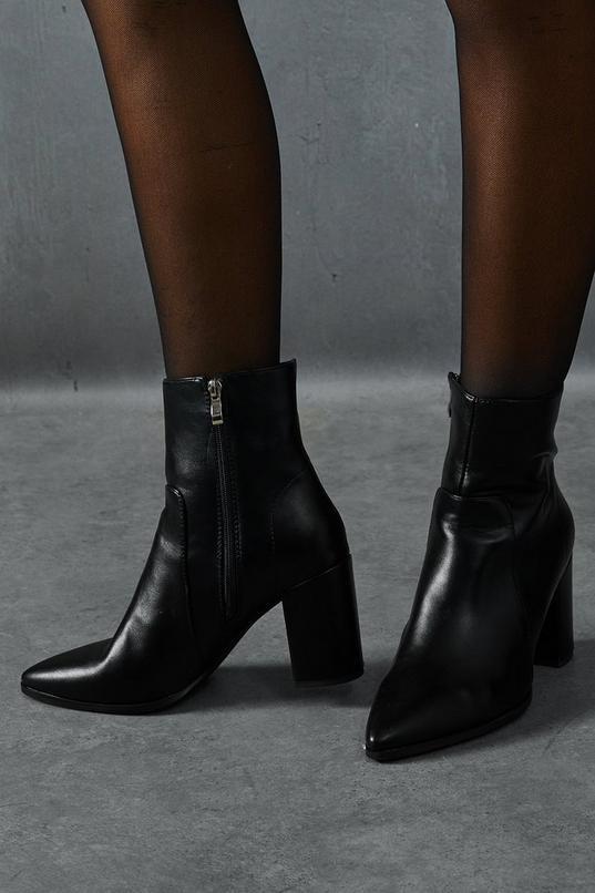 Leather Look Block Heel Ankle Boots product image