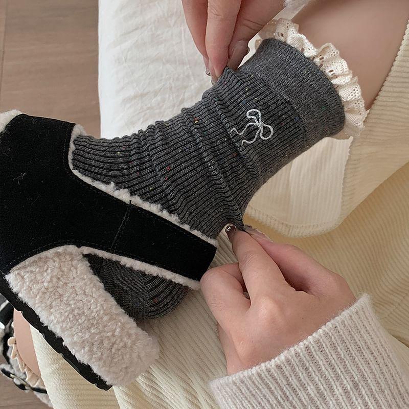 Bow Embroidered Lace Trim Socks / Set Product Image