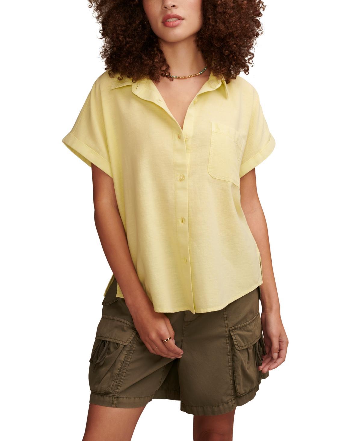 Lucky Brand Womens Linen Short-Sleeve Button-Down Shirt Product Image