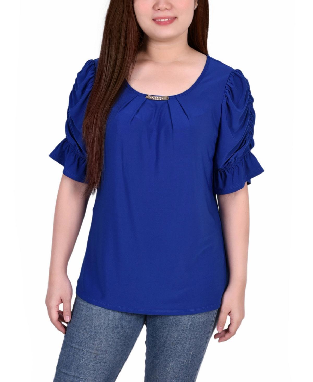 Ny Collection Petite Elbow Cuffed Sleeve Hardware Top Product Image