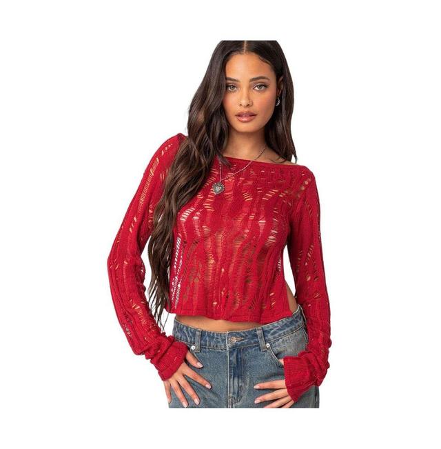 Womens Rosa open back sheer knit top Product Image