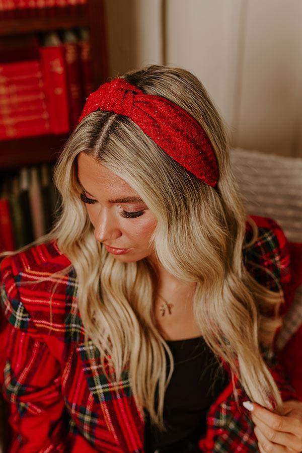 Holiday Harmony Tweed Headband in Red Product Image