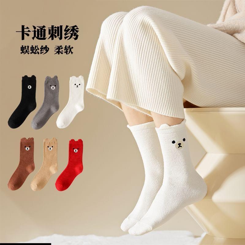 Cartoon Embroidered Fleece Short Socks Product Image