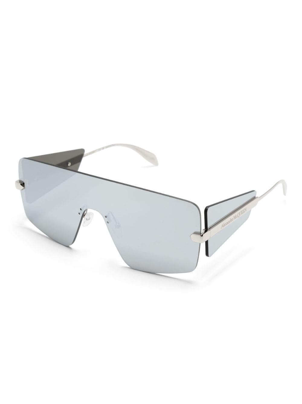 Mirrored Shield-frame Sunglasses In 银色 Product Image