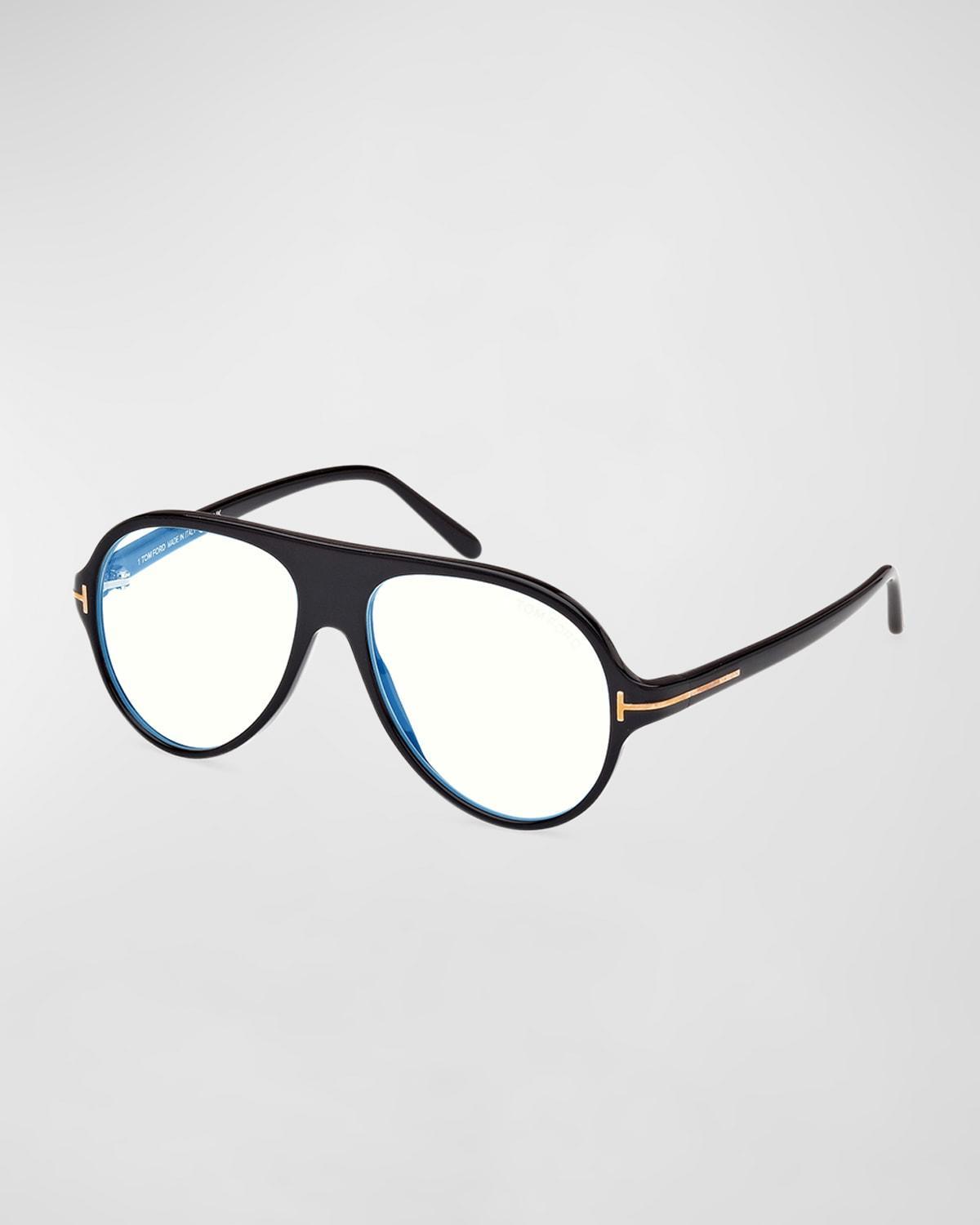 Mens 53MM Pilot Blue Block Glasses Product Image