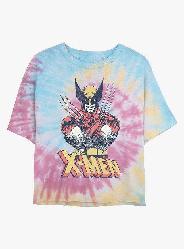 Marvel X-Men Vintage Wolverine Tie Dye Crop Girls T-Shirt Product Image