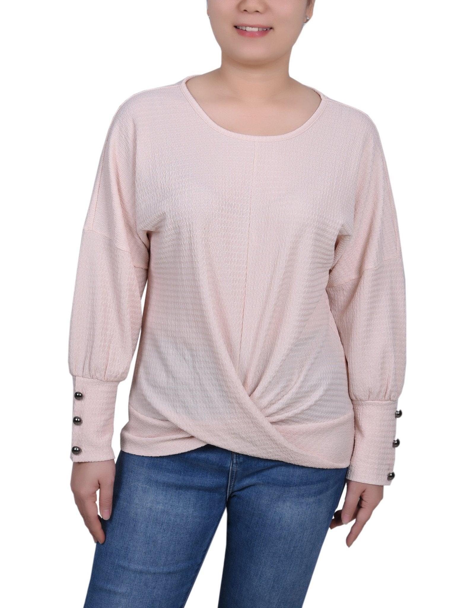 Long Sleeve Textured Knit Top - Petite Product Image