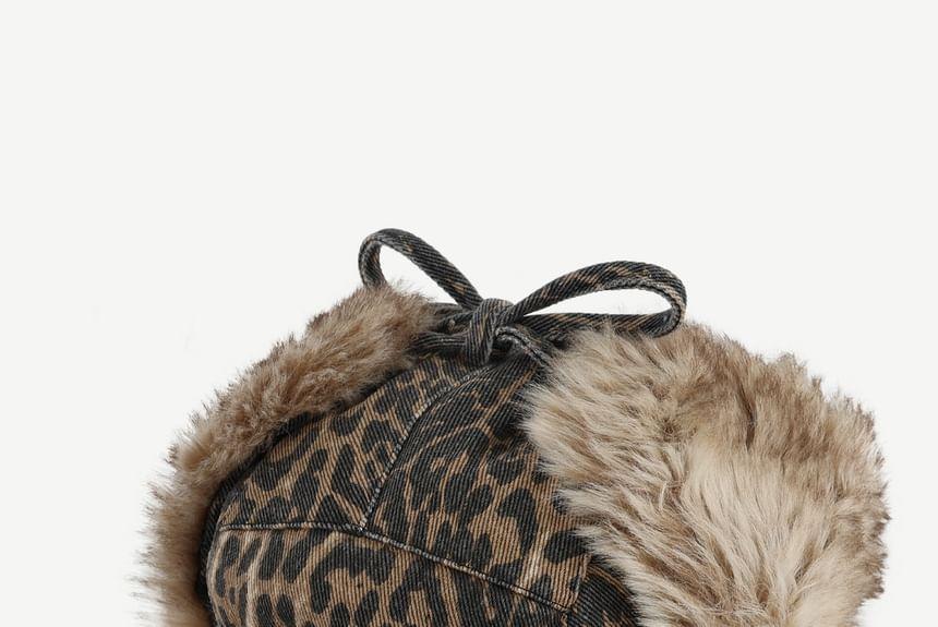 Leopard Print Fleece Cap Product Image