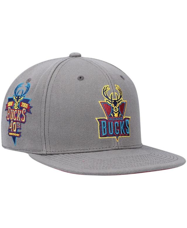 Mens Mitchell & Ness Charcoal Milwaukee Bucks Hardwood Classics 40th Anniversary Carbon Cabernet Fitted Hat Product Image