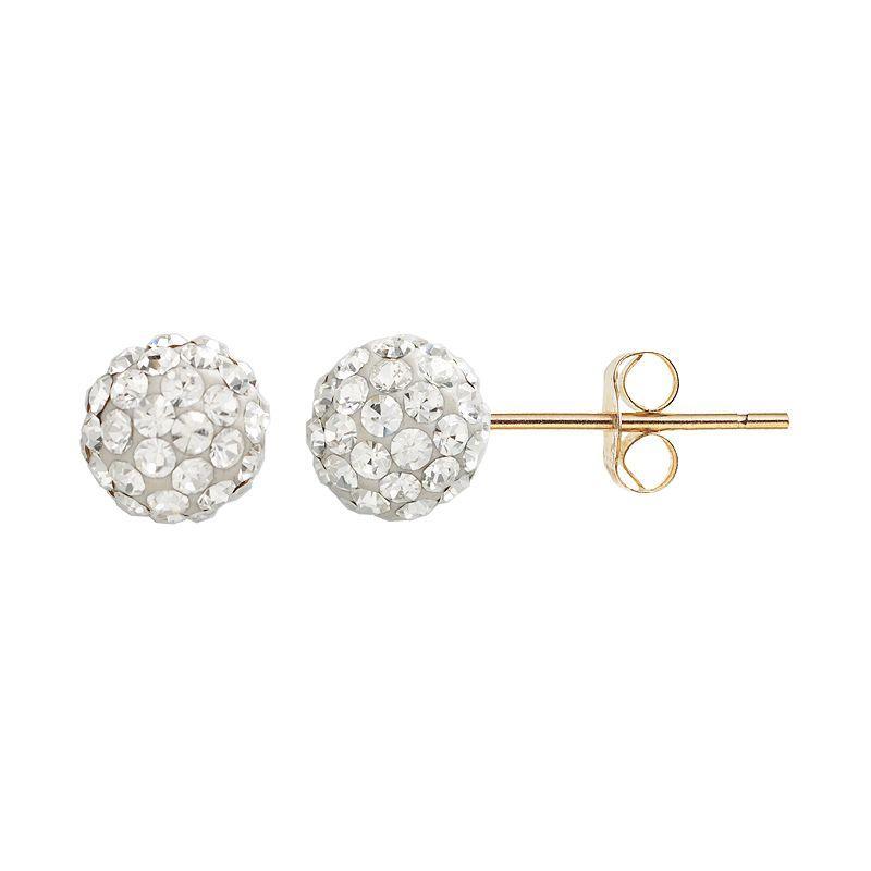 Taylor Grace 10k Gold Crystal Ball Stud Earrings, Womens, White Product Image