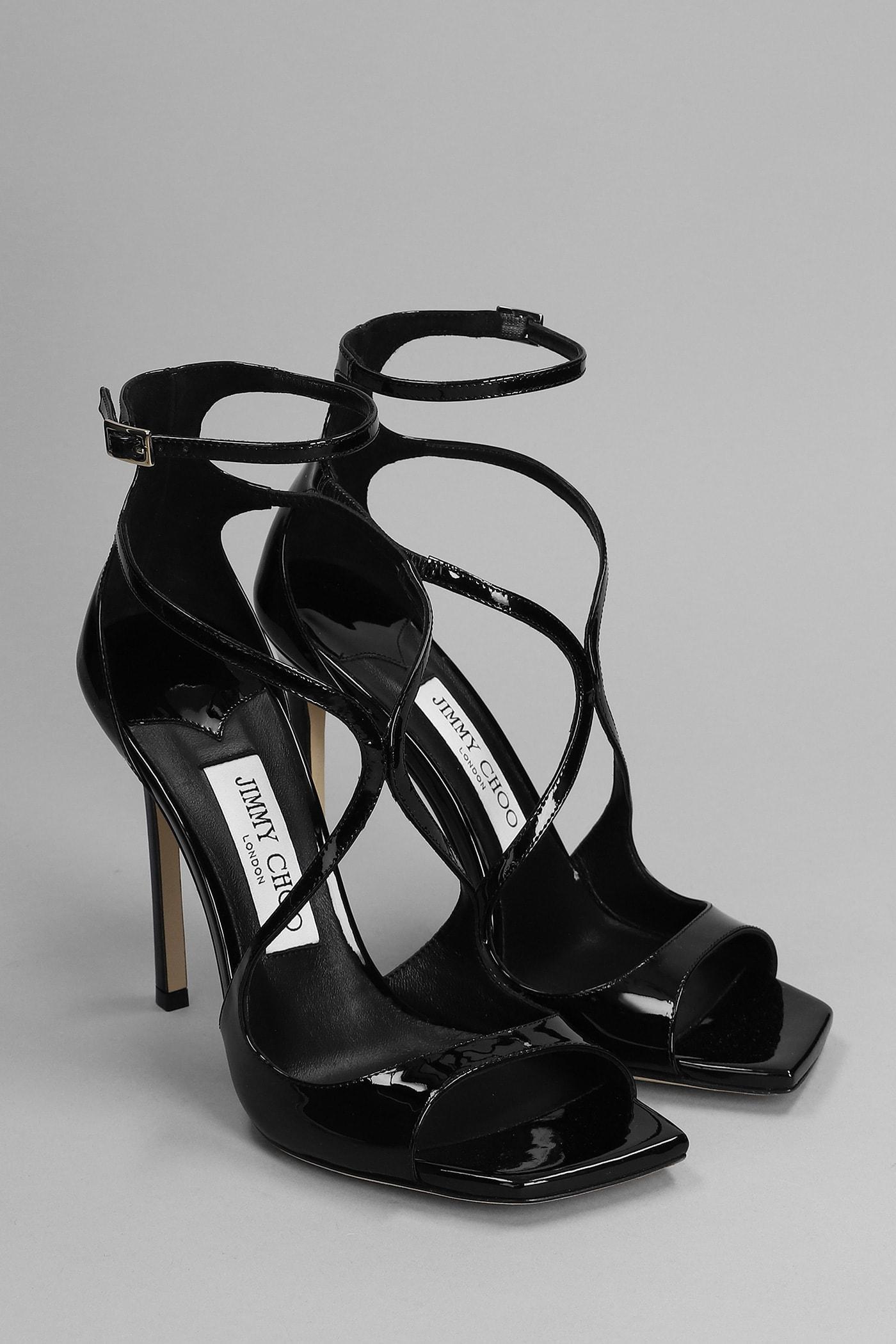 JIMMY CHOO Azia 110 Patent-leather Sandals In Black Product Image