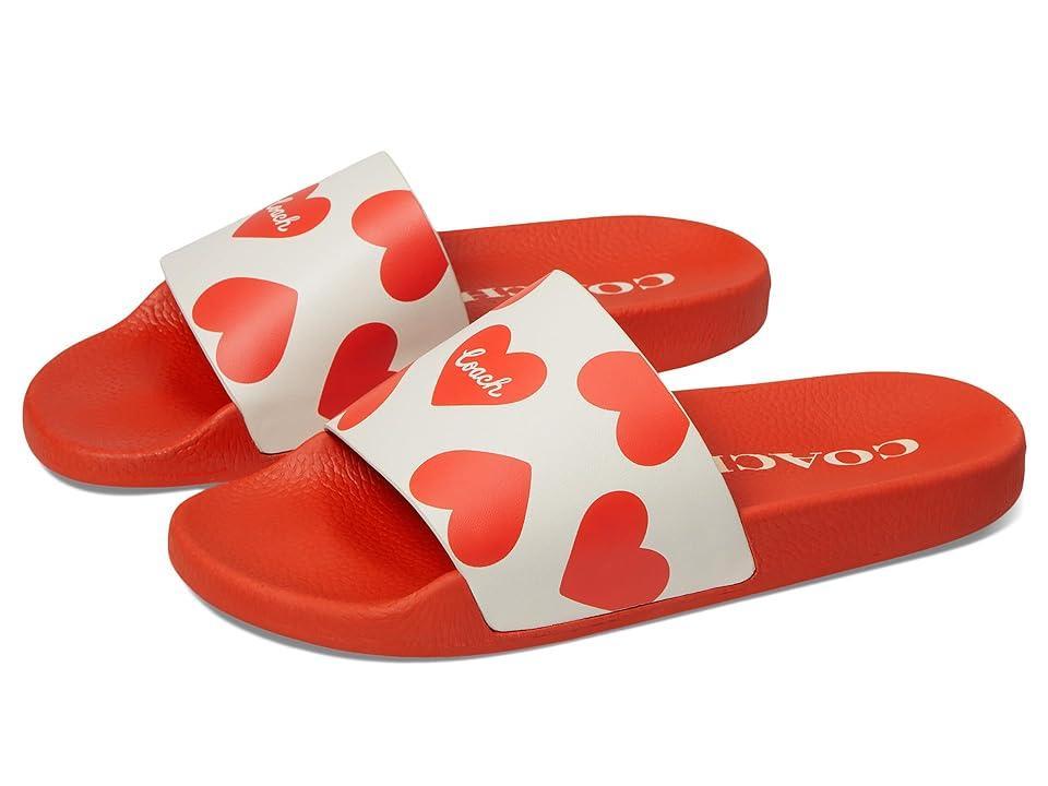 COACH Udele Logo Heart Print Pool Slides Product Image