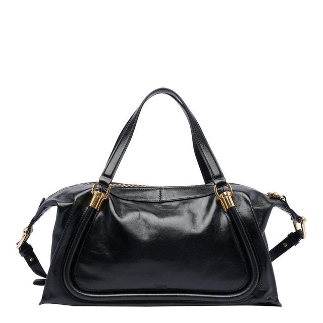 Paraty Leather Shoulder Bag With Gold Hardware In Black Product Image