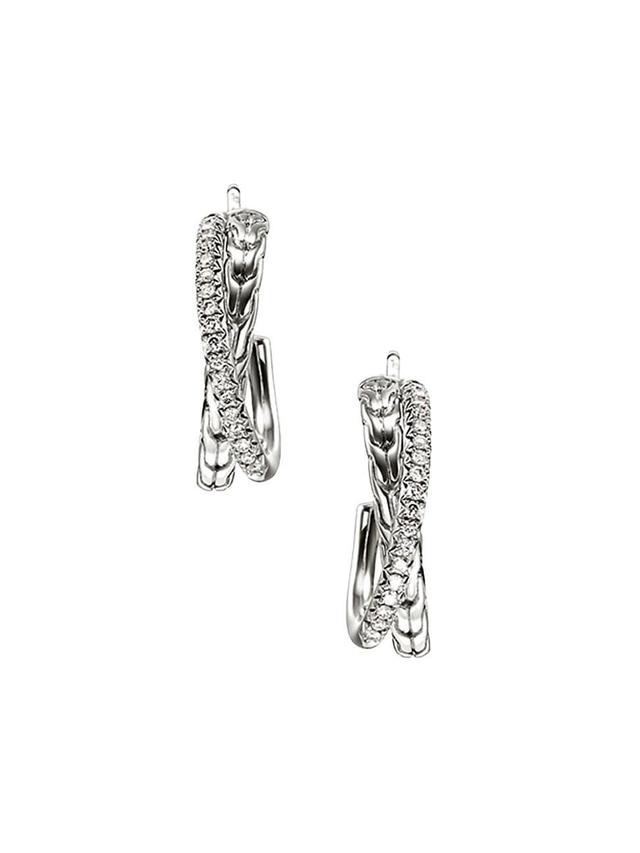 Womens JH Essentials Sterling Silver & 0.28 TCW Diamond Pav Crossover Hoop Earrings Product Image