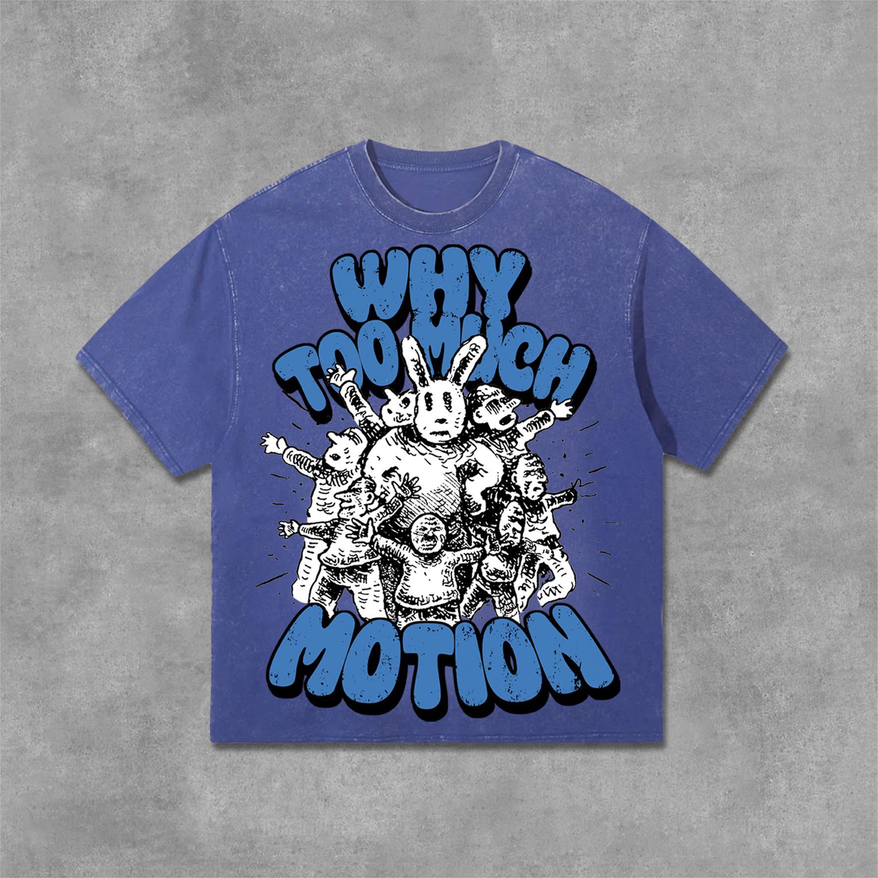 Vintage Why Too Much Motion Graphic Print Acid Washed T-Shirt Product Image