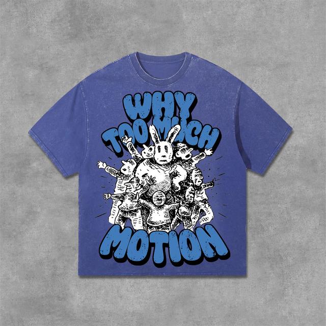 Vintage Why Too Much Motion Graphic Print Acid Washed T-Shirt Product Image