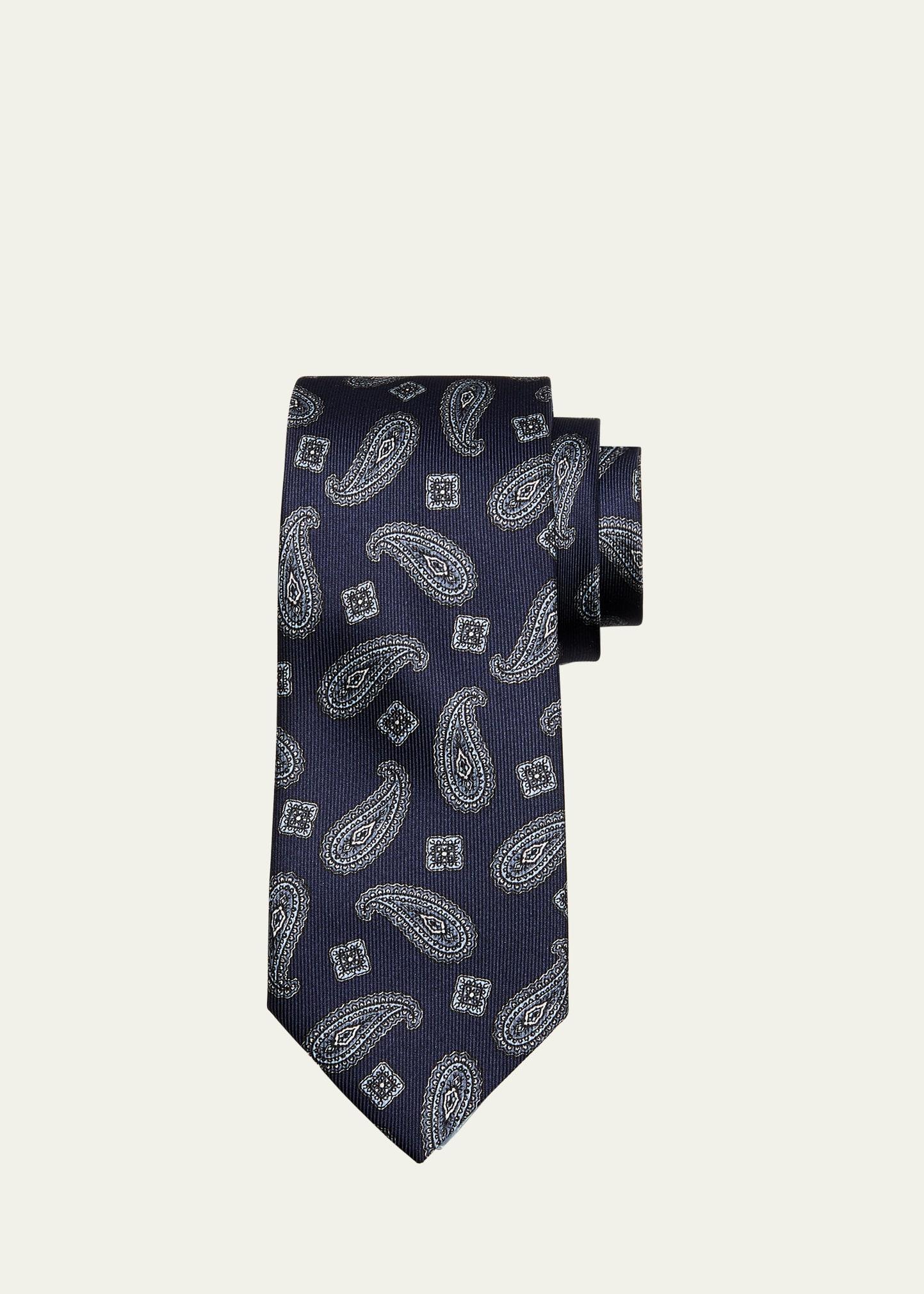 Mens Silk Paisley-Print Tie Product Image