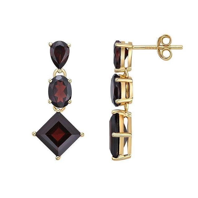 Gemminded 18k Gold Over Silver Garnet Geometric Drop Earrings, Womens, Gold Tone Product Image