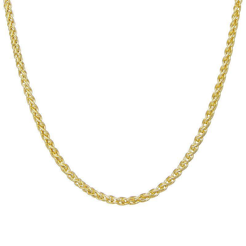 Giorgio di Vicenza 14k Sterling Silver Mens Italian Wheat Chain Necklace Gold Tone Product Image