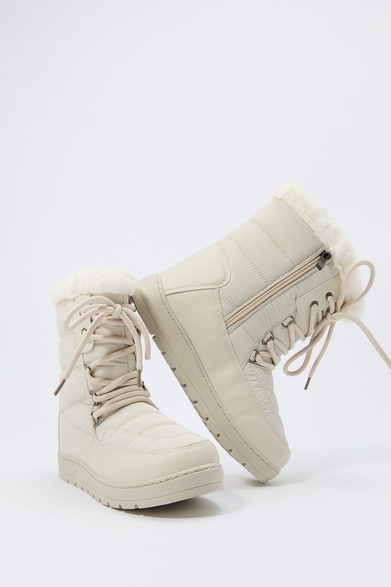 Faux Fur Collared Lace Up Winter Boot Female product image