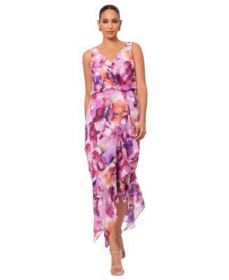 Petite Printed Chiffon High-Low Midi Dress  Product Image