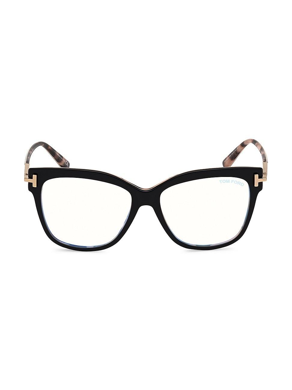 Womens 54MM Square Blue Block Optical Glasses Product Image