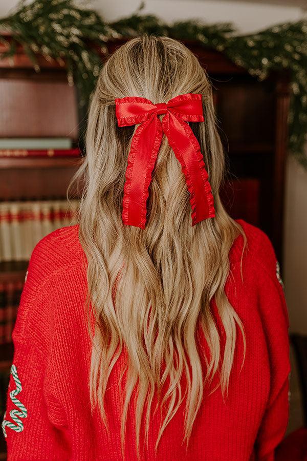 Cue The Charm Bow Hair Clip in Red Product Image