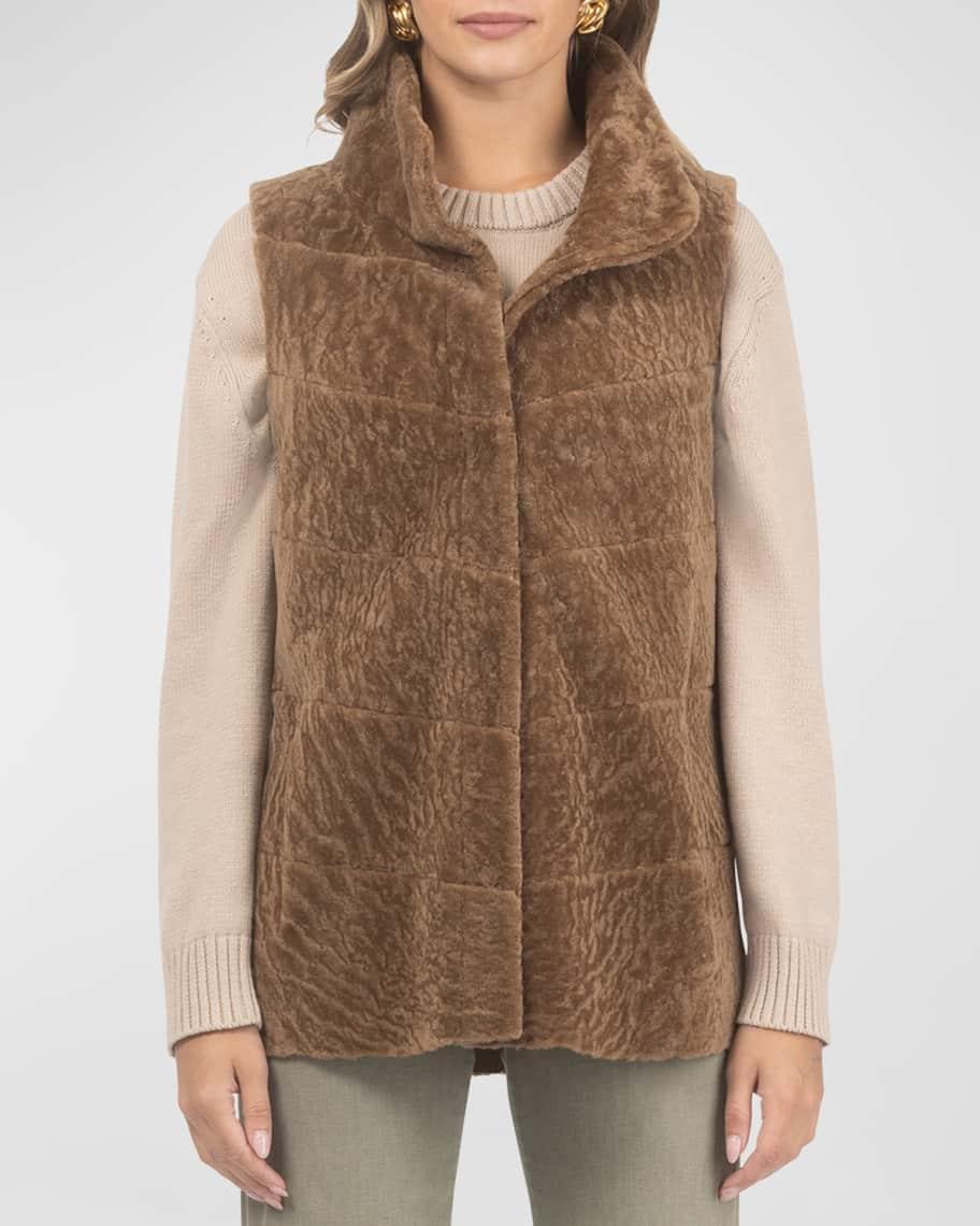 Reversible Textured Lamb Shearling Vest Product Image