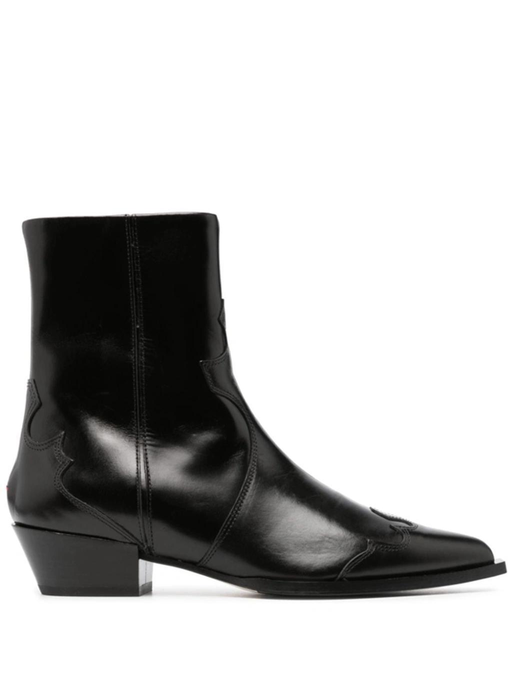 AEYDE Luis Leather Ankle Boots In Black Product Image